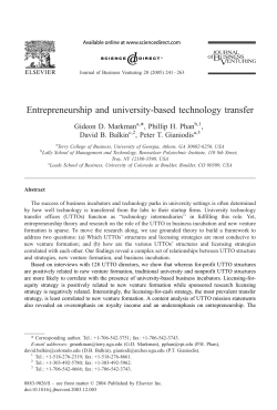 Entrepreneurship and university