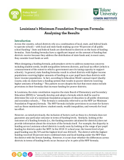 Louisiana`s Minimum Foundation Program Formula
