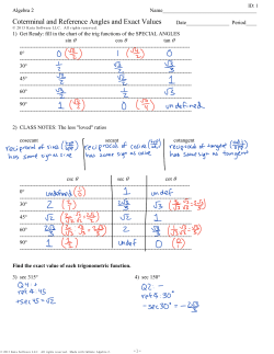 Coterminal and Reference Angles and Exact Values