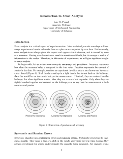 Introduction to Error Analysis Ajay K. Prasad Associate Professor