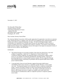 November 11, 2015 The Honorable William Baer Assistant Attorney