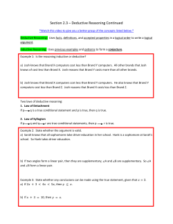 Section 2.3 – Deductive Reasoning Continued