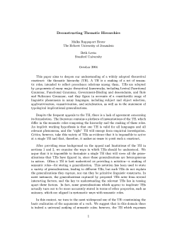 Deconstructing Thematic Hierarchies Malka Rappaport Hovav The