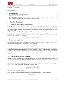 Partial Fractions Contents 1 Partial fractions