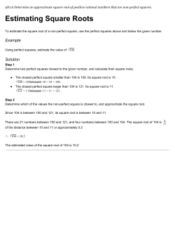 Unit 1 - Estimating Square Roots