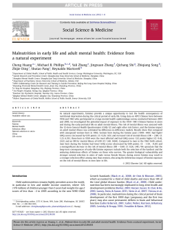 Malnutrition in early life and adult mental health