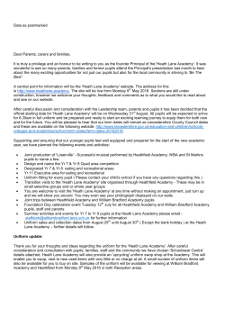 Date as postmarked Dear Parents, carers and families, It is truly a