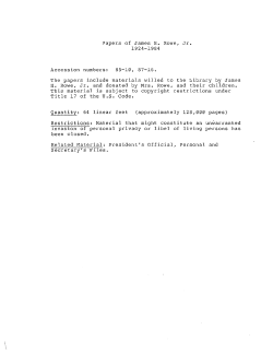 Papers of James H. Rowe, Jr. 1924-1984 Accession numbers: 85
