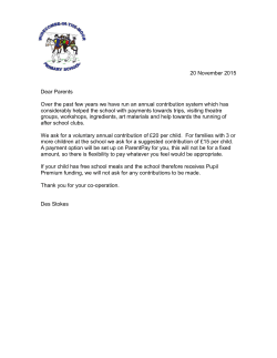 20 November 2015 Dear Parents Over the past few years we have
