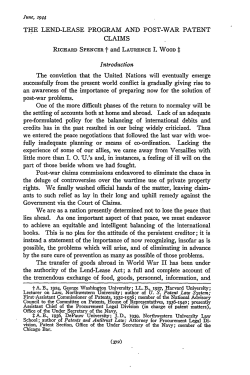 The Lend-Lease Program and Post-War Patent Claims