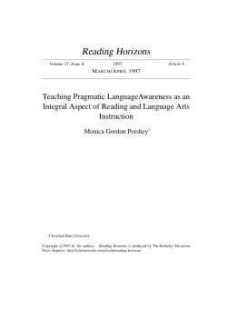 Teaching Pragmatic LanguageAwareness as an Integral Aspect of