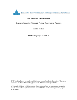 Disasters: Issues for State and Federal Government Finances