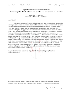 High altitude mountain economics: Measuring the effects of