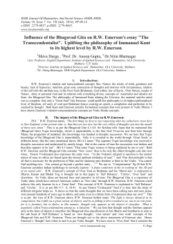 Influence of the Bhagavad Gita on R.W. Emerson`s essay "The