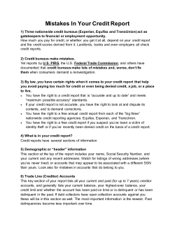 Mistakes In Your Credit Report - Consumer Tips