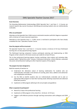 EMU Specialist Teacher Courses 2017