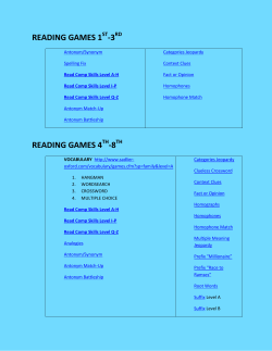 READING GAMES 1 -3 READING GAMES 4 -8