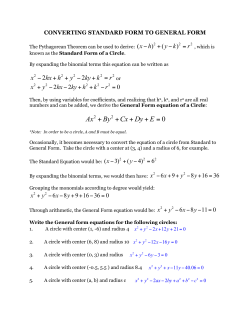 Converting Standard Form to General Form Assignment