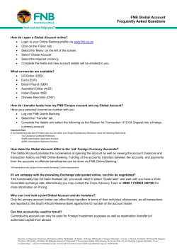 FNB Global Account Frequently Asked Questions
