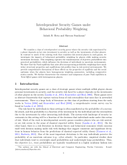Interdependent Security Games under Behavioral Probability