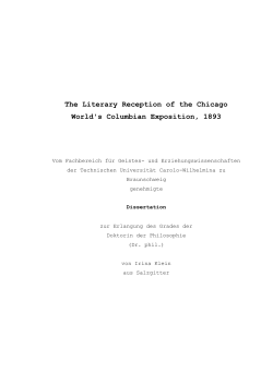 The Literary Reception of the Chicago World`s Columbian