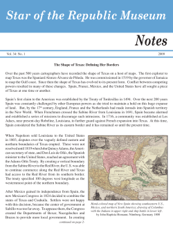 Vol 34: No. 1, 2009 “The Shape of Texas: Defining Her Borders”