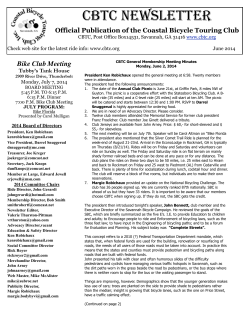 July Newsletter - Coastal Bicycle Touring Club