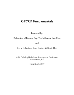 OFCCP Fundamentals - American Bar Association