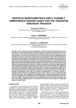 denticle morphometrics and a possibly omnivorous feeding habit for