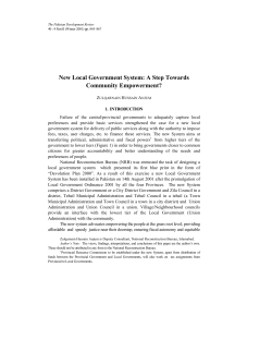 New Local Government System: A Step Towards Community