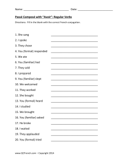 Pass&eacute; Compos&eacute; with &ldquo;Avoir&rdquo;: Regular Verbs