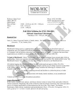 ENG 204: African-American Literature Syllabus - Wor