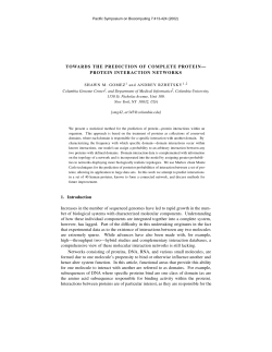 TOWARDS THE PREDICTION OF COMPLETE PROTEIN