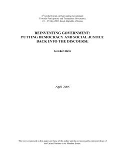 6th Global Forum Paper: Reinventing Government