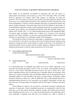 From cross-reference to agreement within the possessive noun phrase