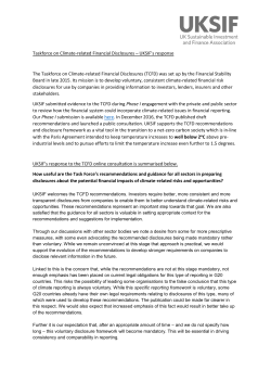 Taskforce on Climate-related Financial Disclosures &ndash; UKSIF`s