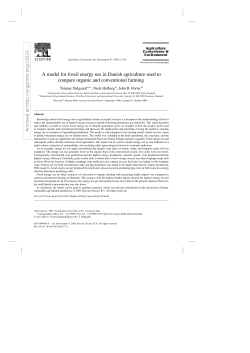 A model for fossil energy use in Danish agriculture used to compare