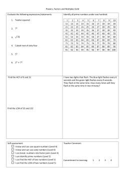 Powers, Factors and Multiples Gold Evaluate the following