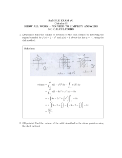 SAMPLE EXAM #1 Calculus II SHOW ALL WORK &ndash; NO NEED TO