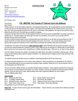 NEWSLETTER PTA MEETING This Thursday 27th