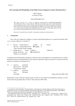 The Licensing and Morphology of the Polite Form of Japanese