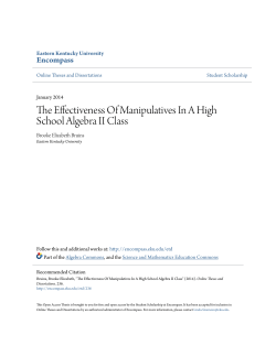 The Effectiveness Of Manipulatives In A High - Encompass