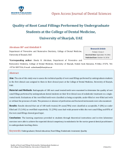Quality of Root Canal Fillings Performed by