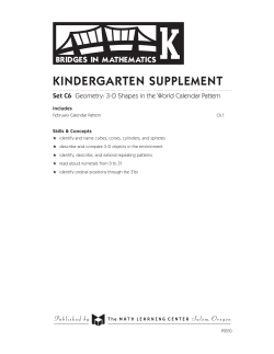 KINDERGARTEN SUPPLEMENT - The Math Learning Center