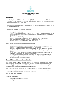 Sex and Relationships Education (SRE)