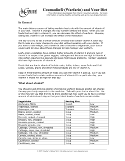 Coumadin   (Warfarin) and Your Diet