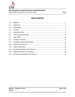 Discrimination, Sexual Harassment and Harassment