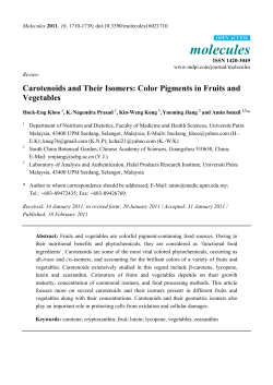 Carotenoids and Their Isomers: Color Pigments in