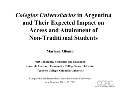 Colegios Universitarios in Argentina and Their Expected Impact on