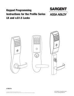 Keypad Programming Instructions for the Profile Series LK and v.G1